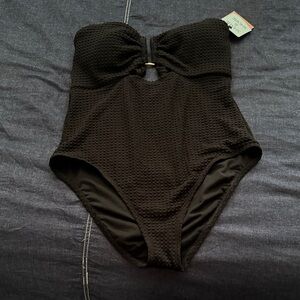 Shade & Shore Black Textured One Piece